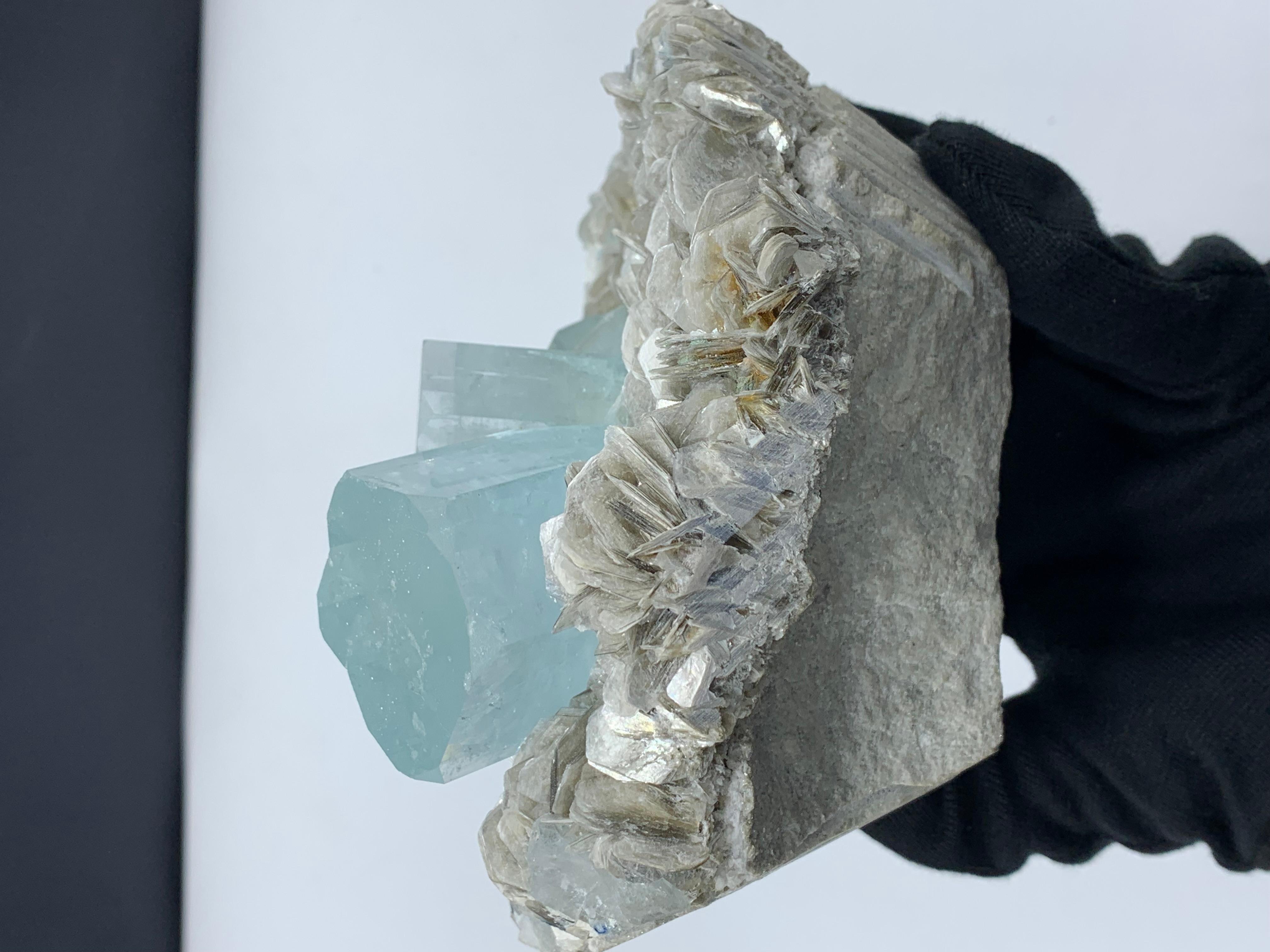 Other 1989 Gram Magnificent Aquamarine Specimen With Muscovite From Nagar, Pakistan  For Sale