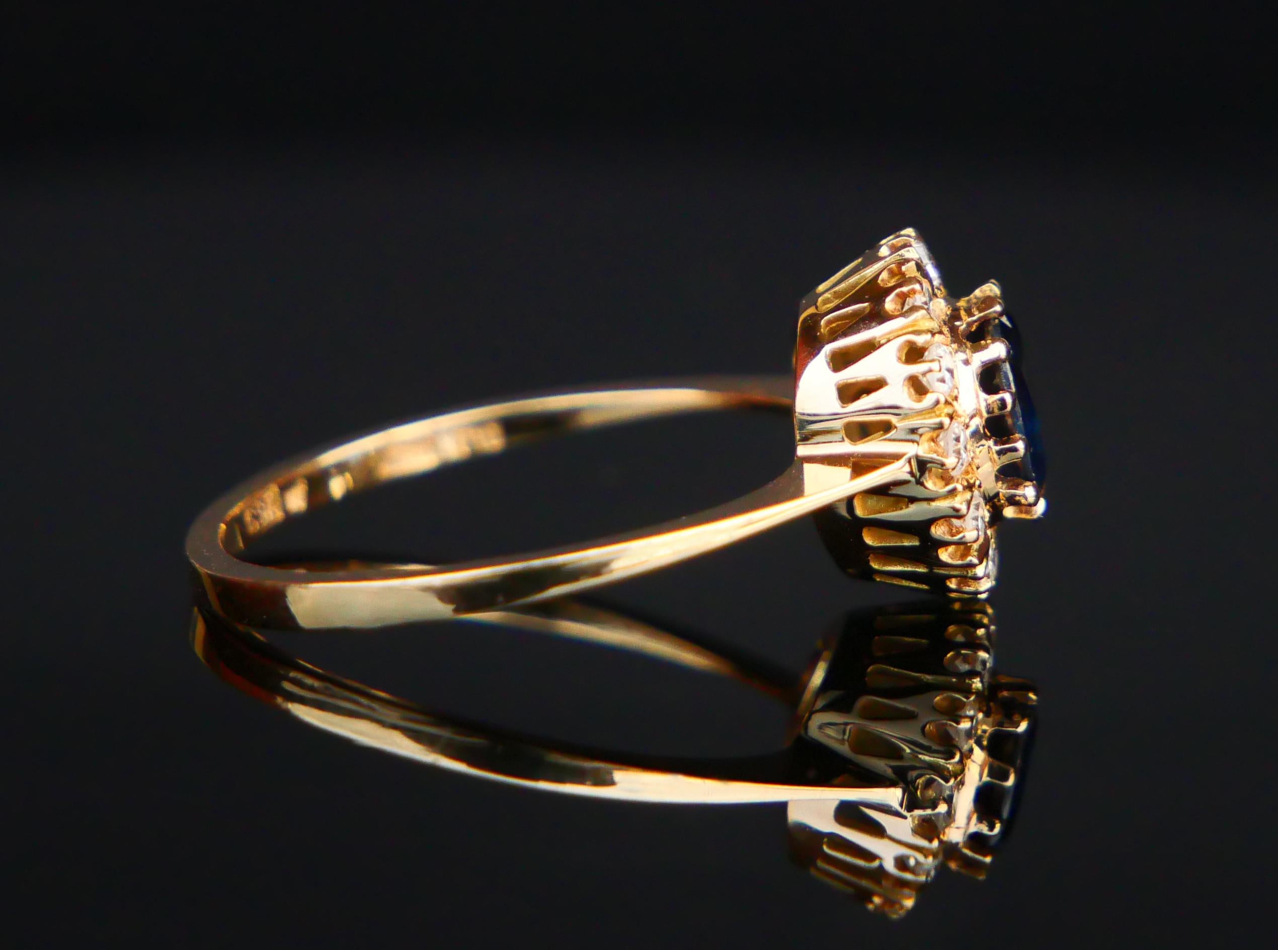 1989 Halo Ring natural 0.75ct Sapphire 0.24ctw Diamonds 18K Gold ØUS6 / 2.4gr For Sale 9