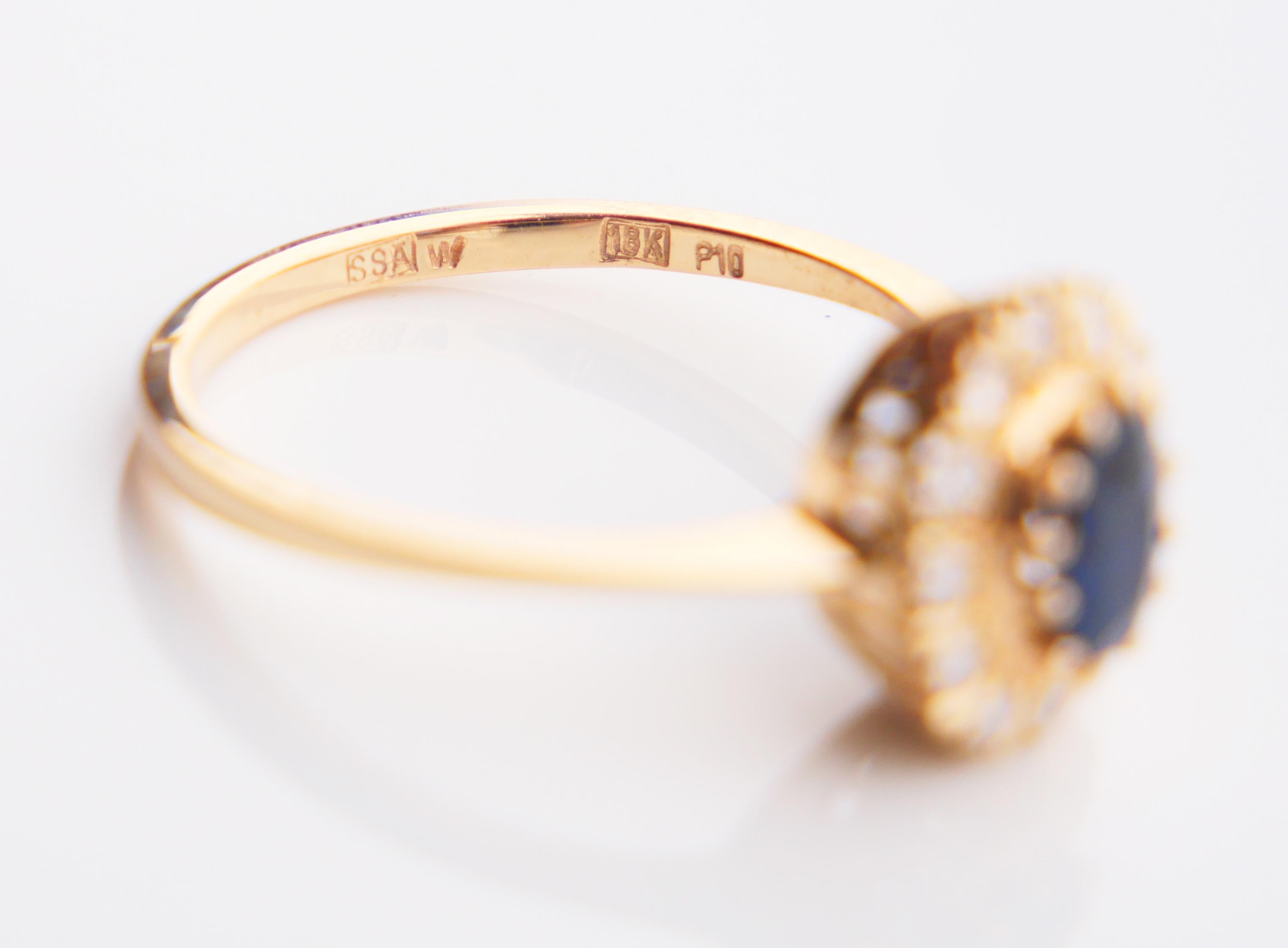 1989 Halo Ring natural 0.75ct Sapphire 0.24ctw Diamonds 18K Gold ØUS6 / 2.4gr For Sale 10