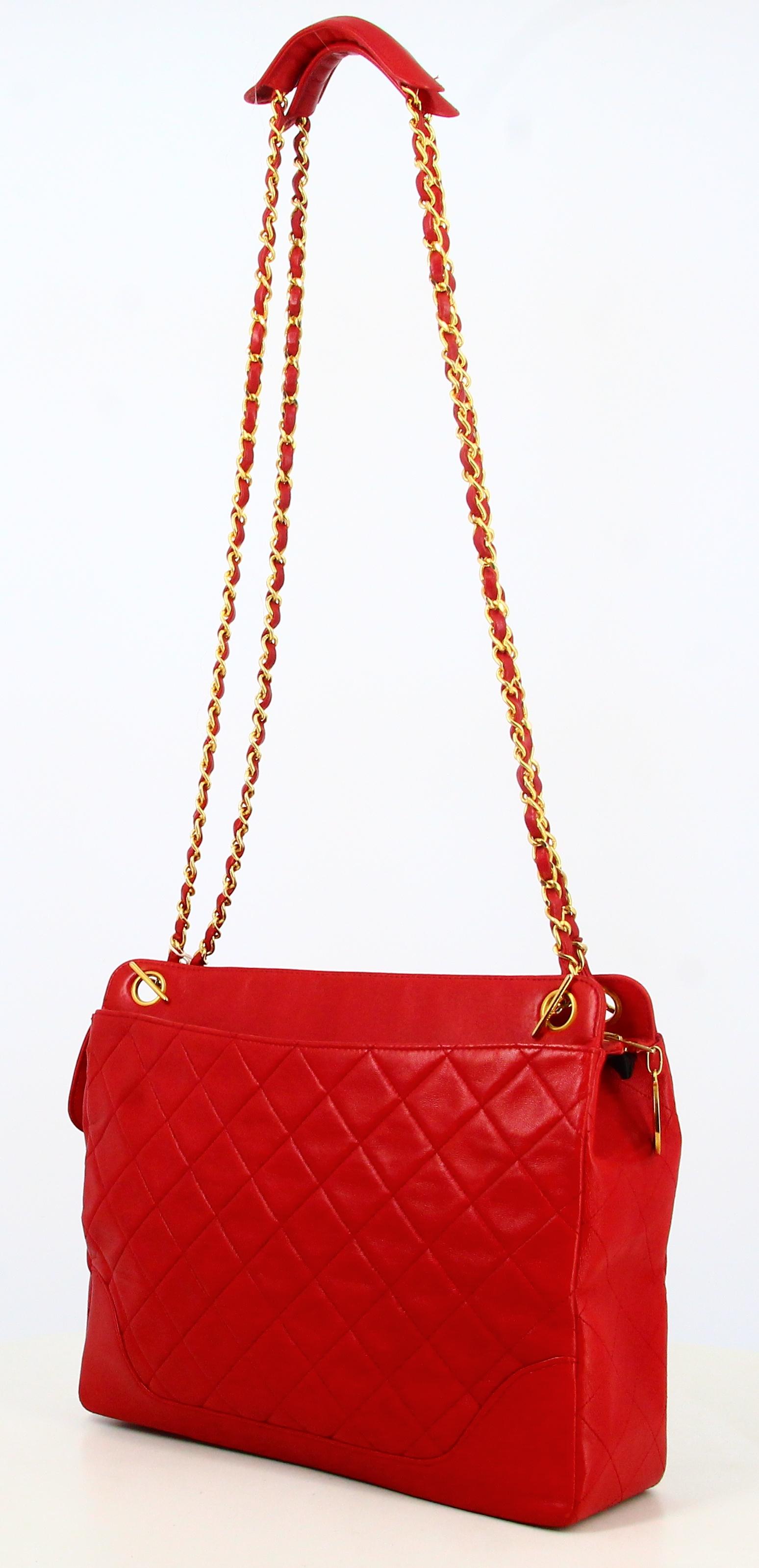 1989 Handbag Chanel quilted leather Red  1