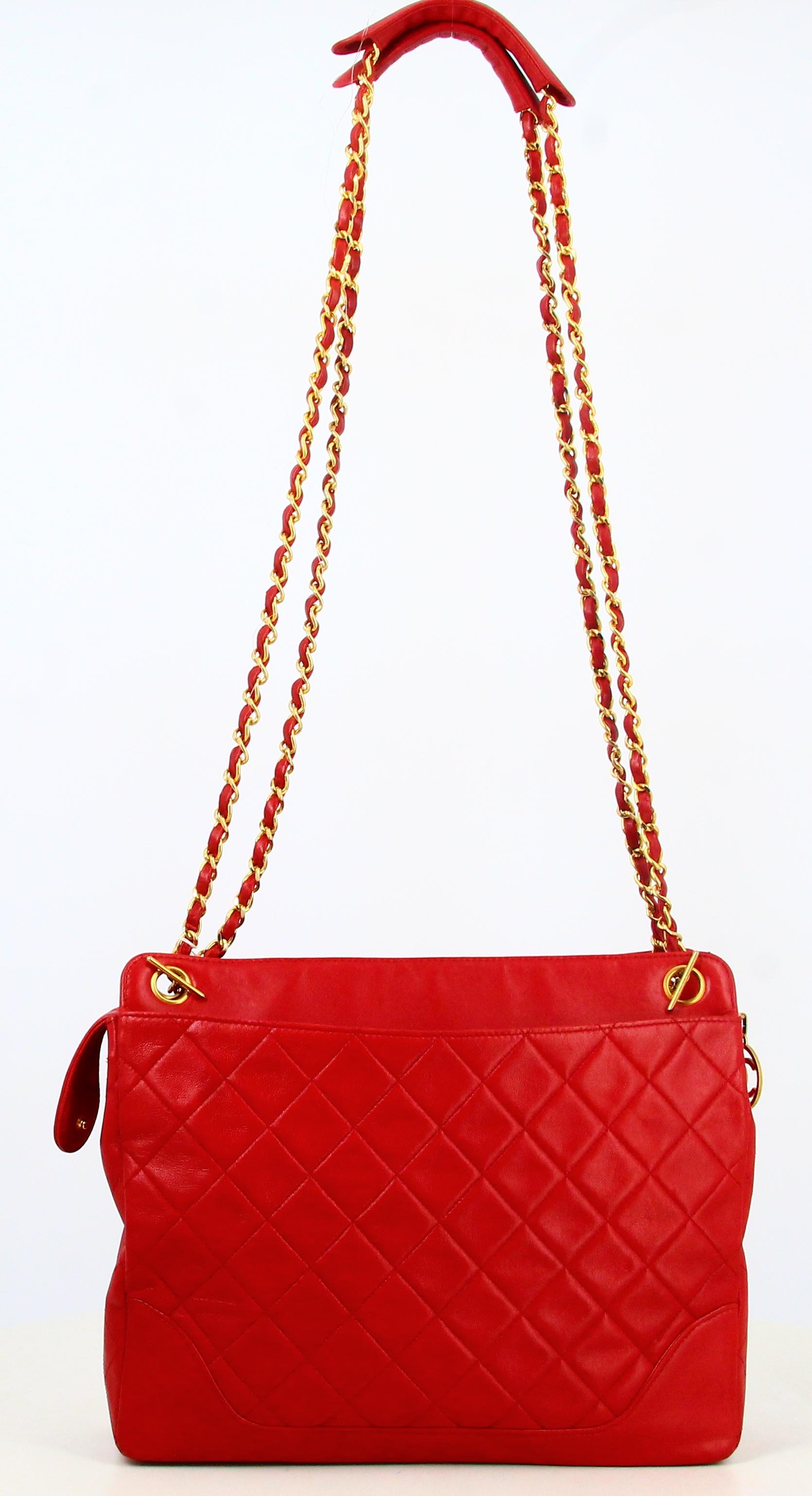 1989 Handbag Chanel quilted leather Red  2