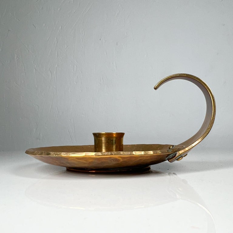 1989 HB Sculptural Chamber Candle Holder Dish in Brass For Sale at 1stDibs