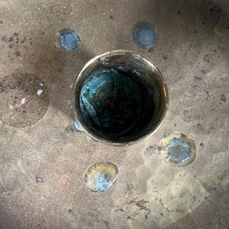 1989 HB Sculptural Chamber Candle Holder Dish in Brass For Sale at 1stDibs