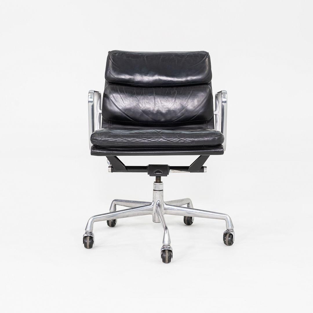 Modern 1989 Herman Miller Eames Soft Pad Management Desk Chairs in Black Leather For Sale