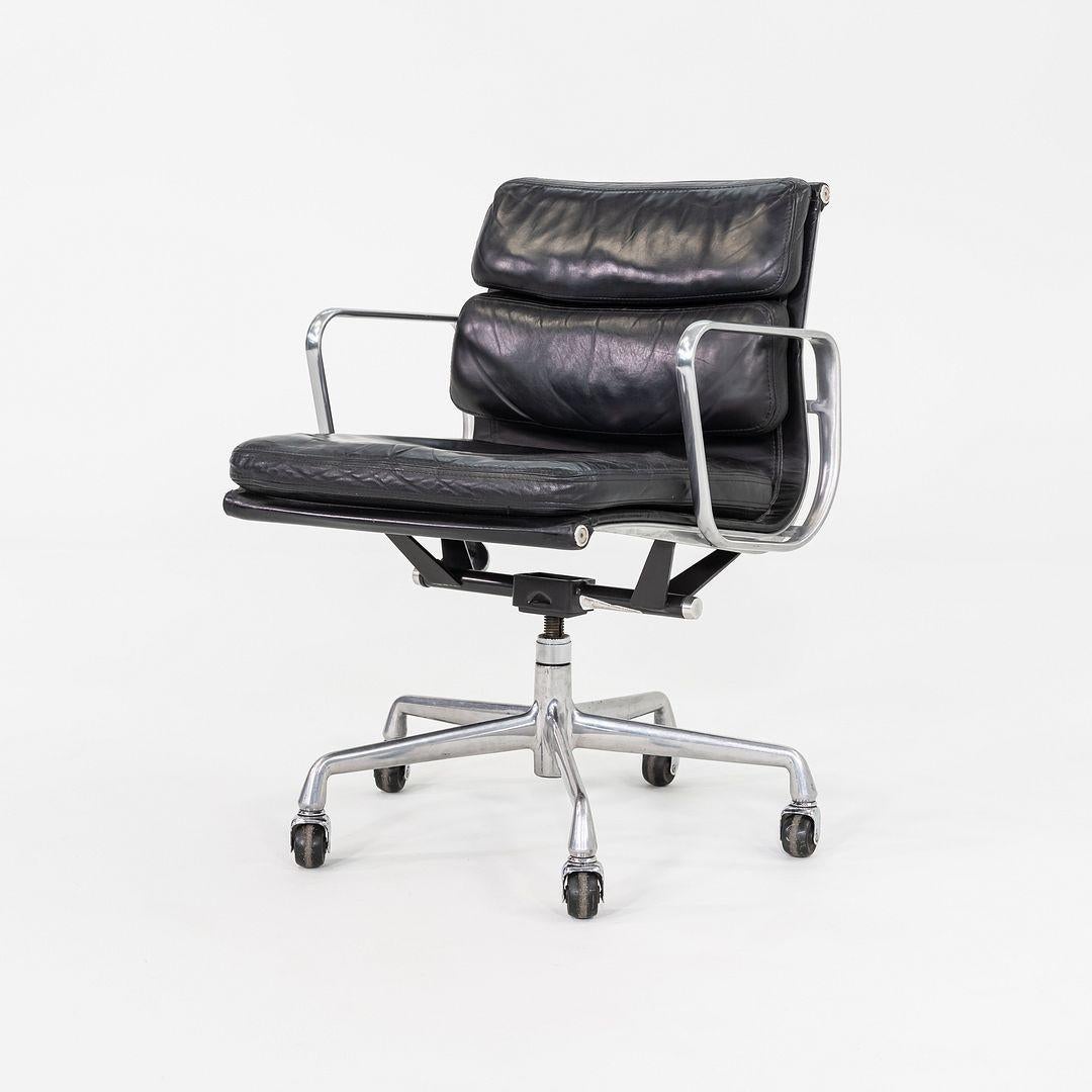 American 1989 Herman Miller Eames Soft Pad Management Desk Chairs in Black Leather For Sale