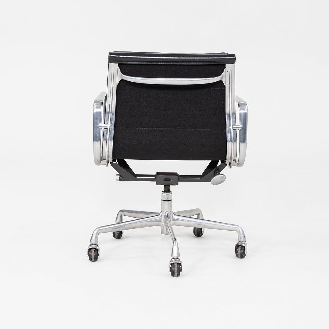 Aluminum 1989 Herman Miller Eames Soft Pad Management Desk Chairs in Black Leather For Sale