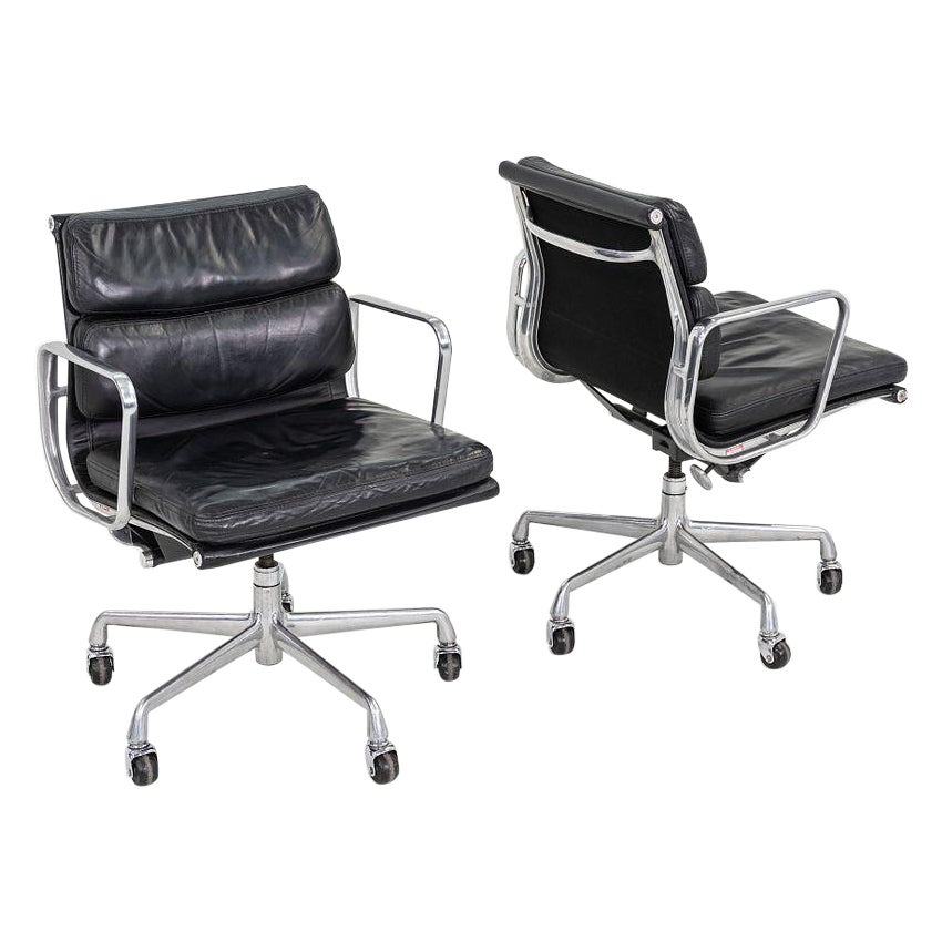 1989 Herman Miller Eames Soft Pad Management Desk Chairs in Black Leather
