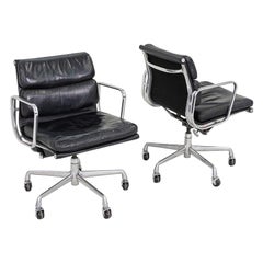 1989 Herman Miller Eames Soft Pad Management Desk Chairs in Black Leather