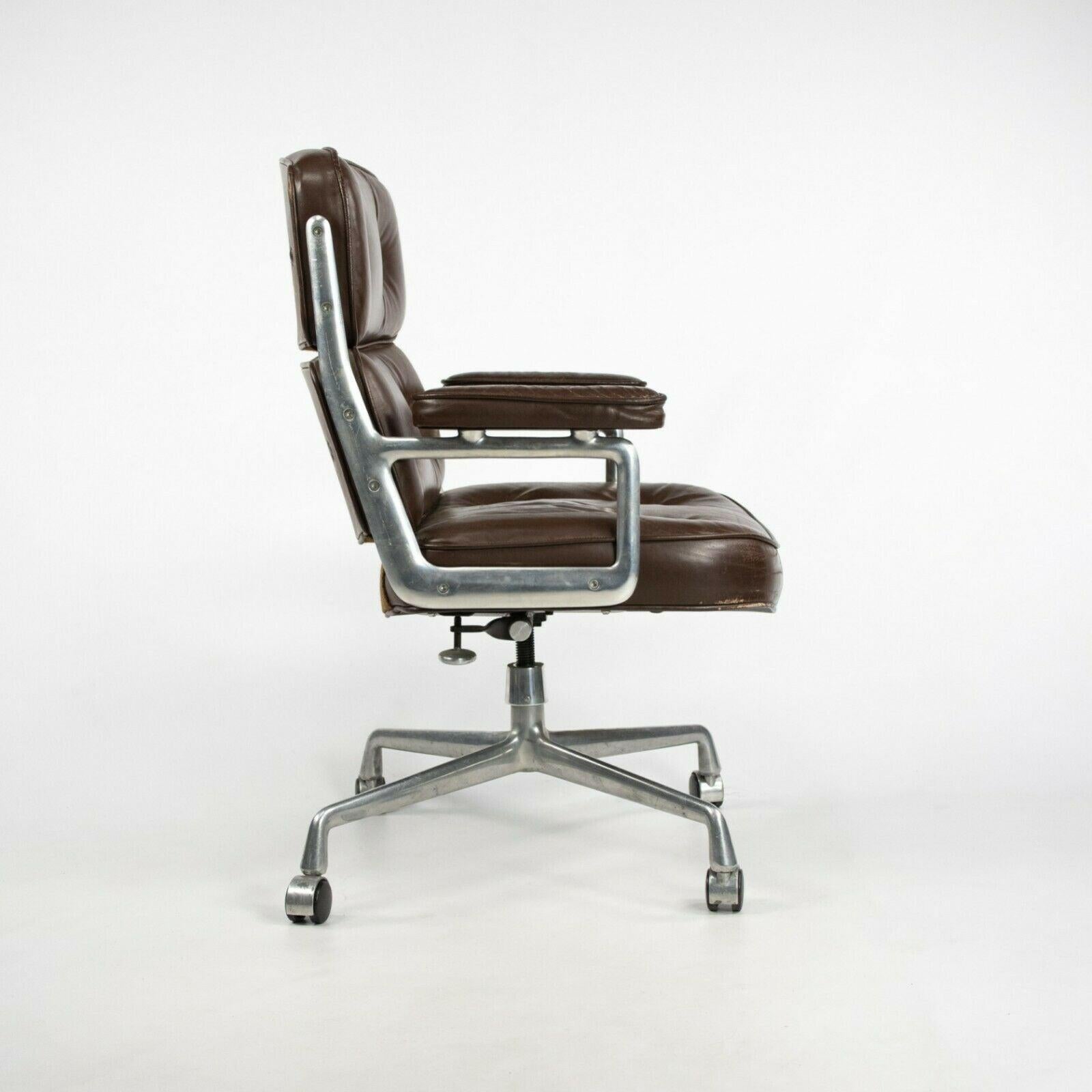 Late 20th Century 1989 Herman Miller Eames Time Life Executive Desk Chair in Brown Leather