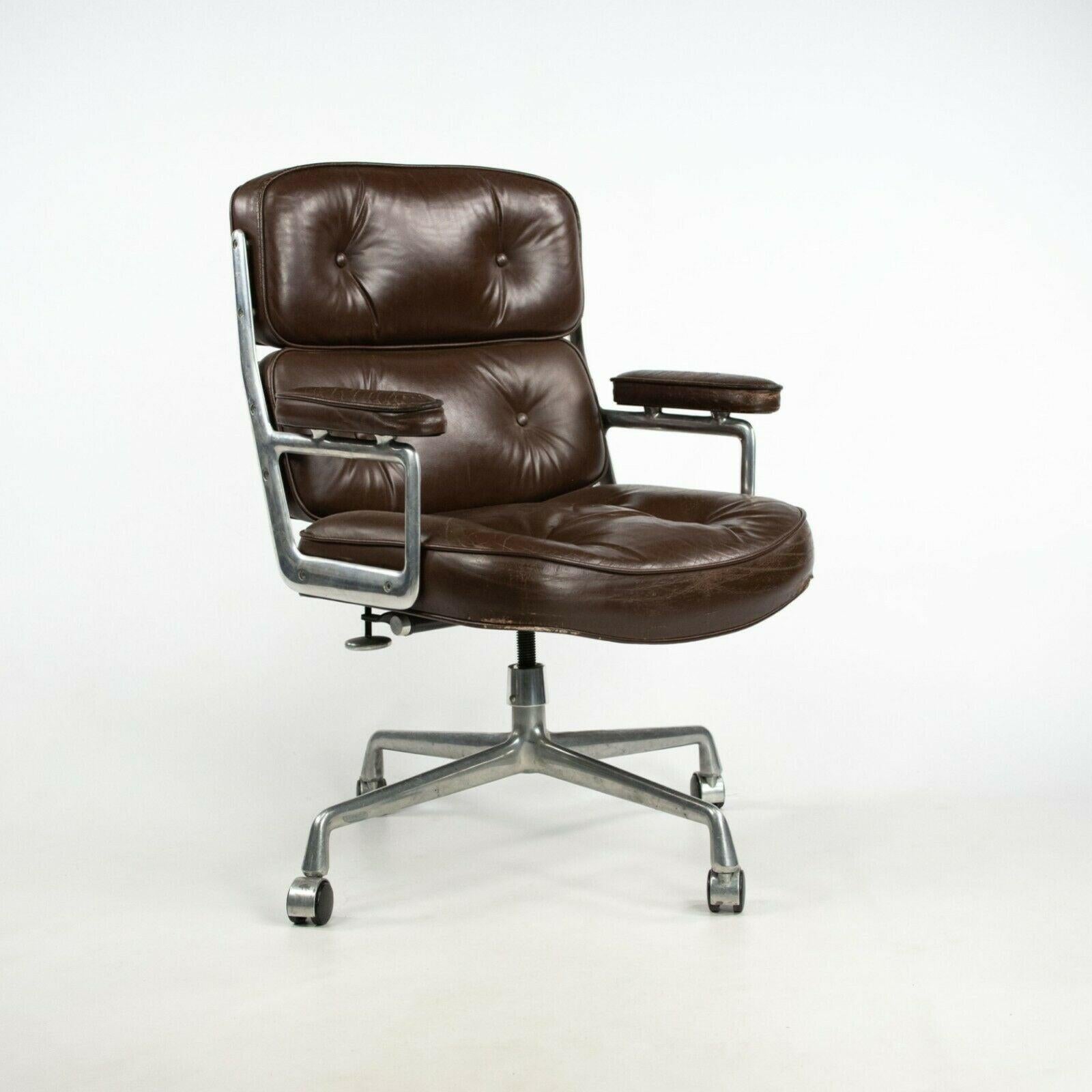 1989 Herman Miller Eames Time Life Executive Desk Chair in Brown Leather 1