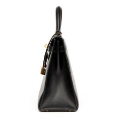 1989 Hermès Black Box Calf Leather Vintage Kelly 32cm Sellier