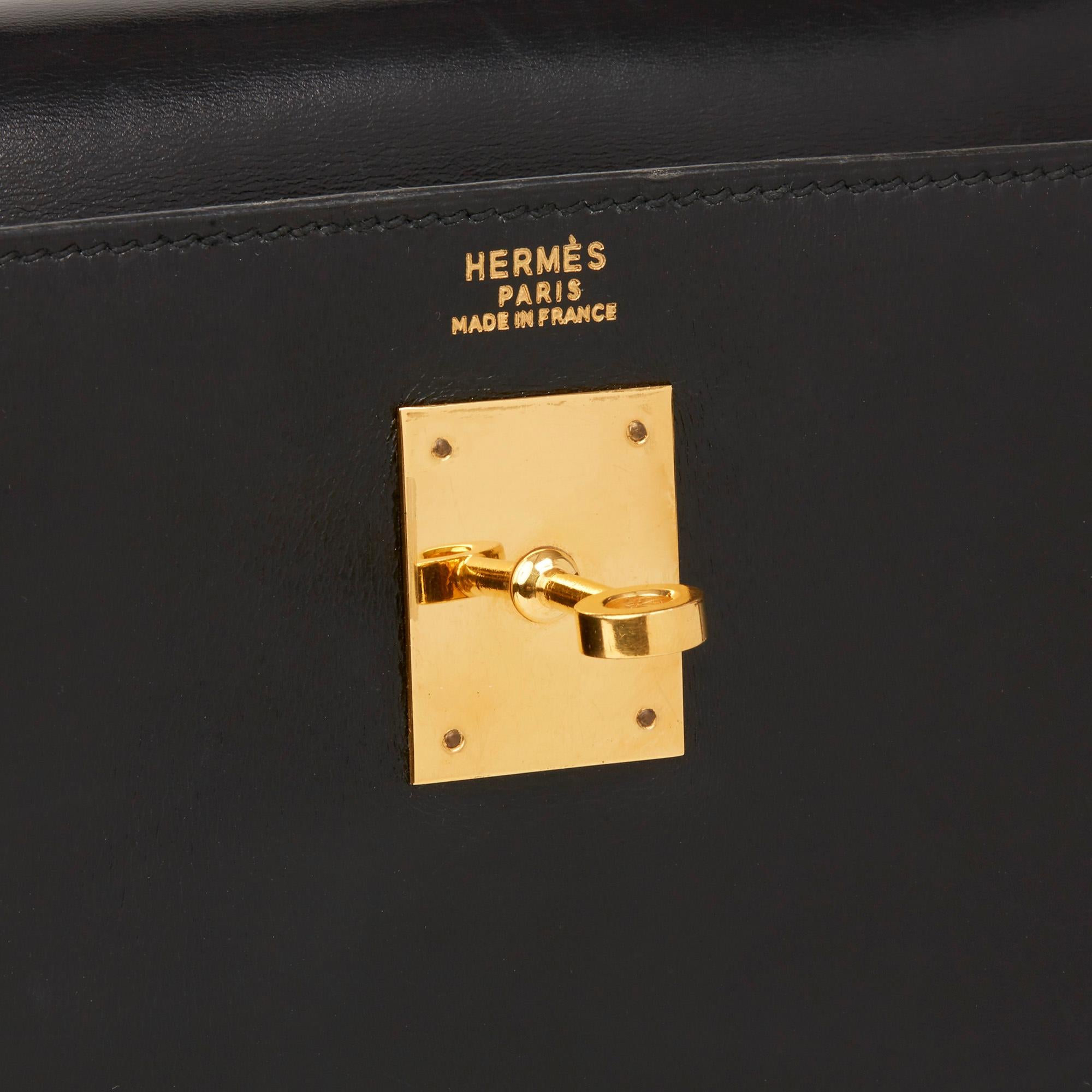 1989 Hermès Black Box Calf Leather Vintage Kelly 32cm Sellier 2