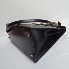 1989 Hermes Black Box Leather Kelly 32 Bag