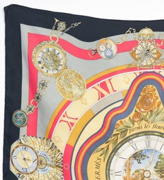 1989 Hermes La Ronde Des Heures by L. Dubigeon Silk Scarf