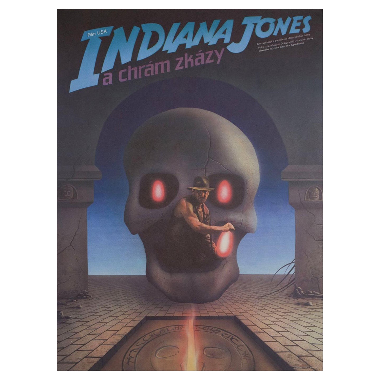 1989 Indiana Jones und der Tempel des Verderbens (Tschechisch) Original Vintage Poster