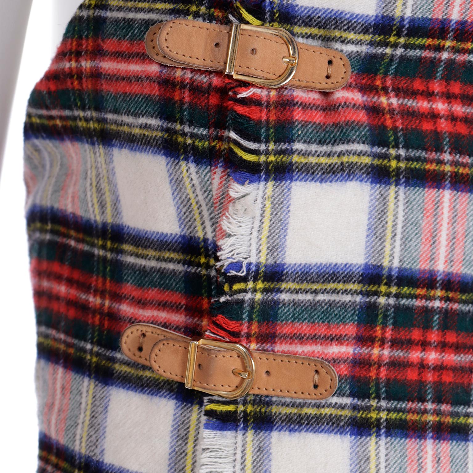 1989 Isaac Mizrahi Vintage Tartan Plaid Strapless Cashmere Kilt Runway Dress 5