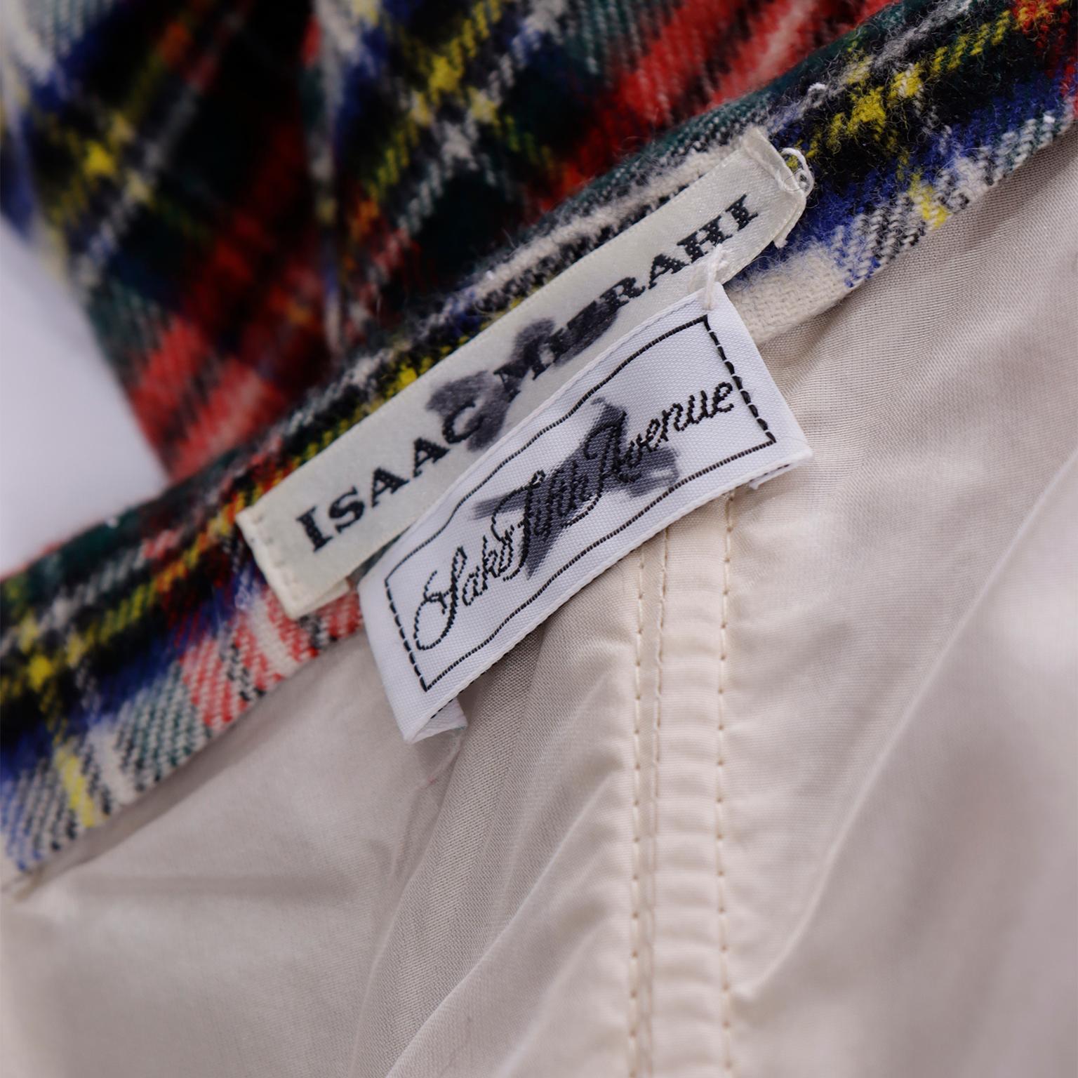 1989 Isaac Mizrahi Vintage Tartan Plaid Strapless Cashmere Kilt Runway Dress 6