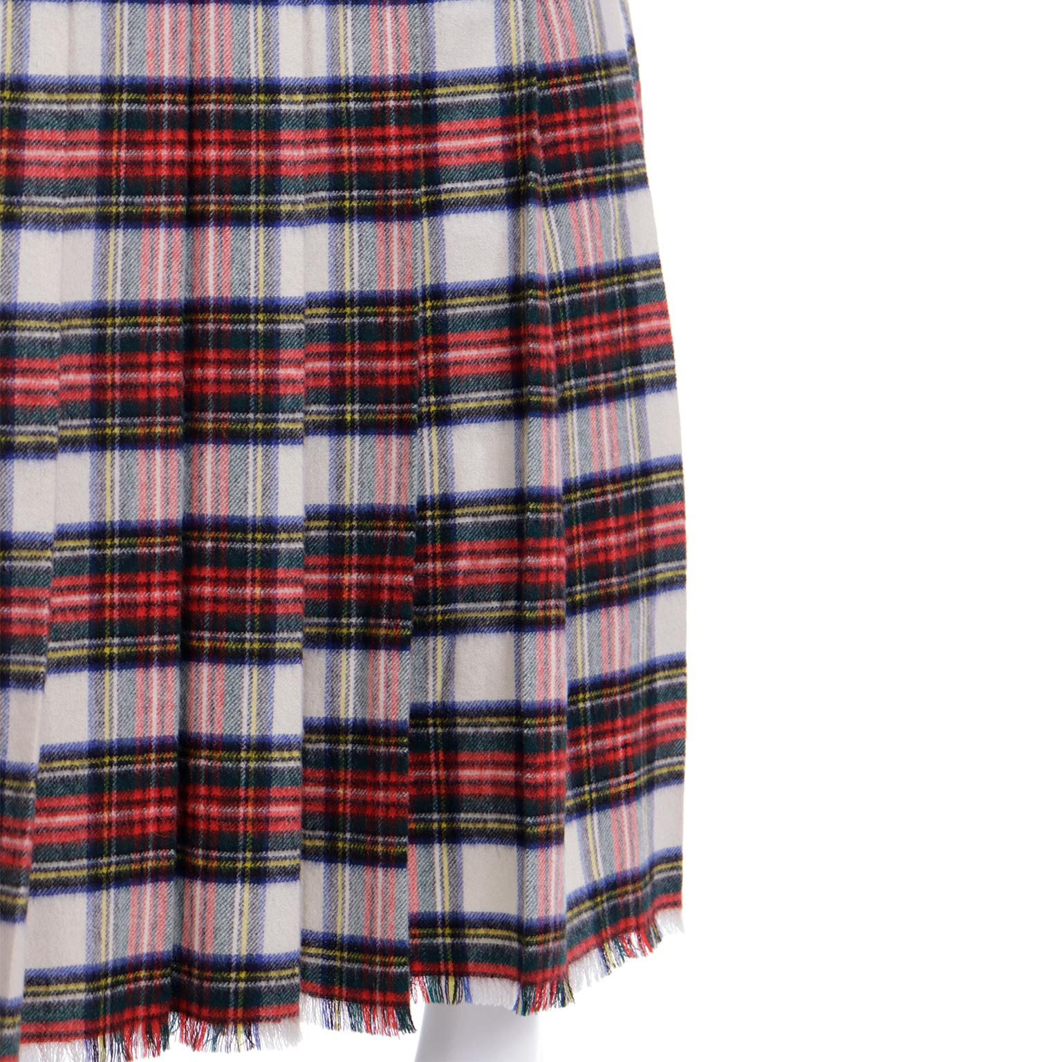 1989 Isaac Mizrahi Vintage Tartan Plaid Strapless Cashmere Kilt Runway Dress 4