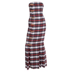 1989 Isaac Mizrahi Vintage Tartan Plaid Strapless Cashmere Kilt Runway Dress