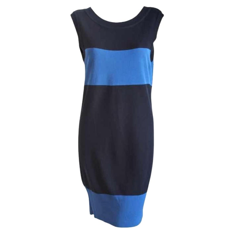 1989 ISSEY MIYAKE black and bright blue knit summer RUNWAY dress For Sale