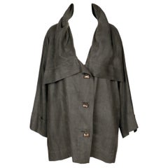 1989 ISSEY MIYAKE draped linen RUNWAY coat with unique button closure