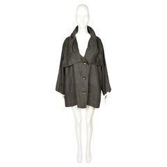 1989 ISSEY MIYAKE draped linen RUNWAY coat with unique button closure