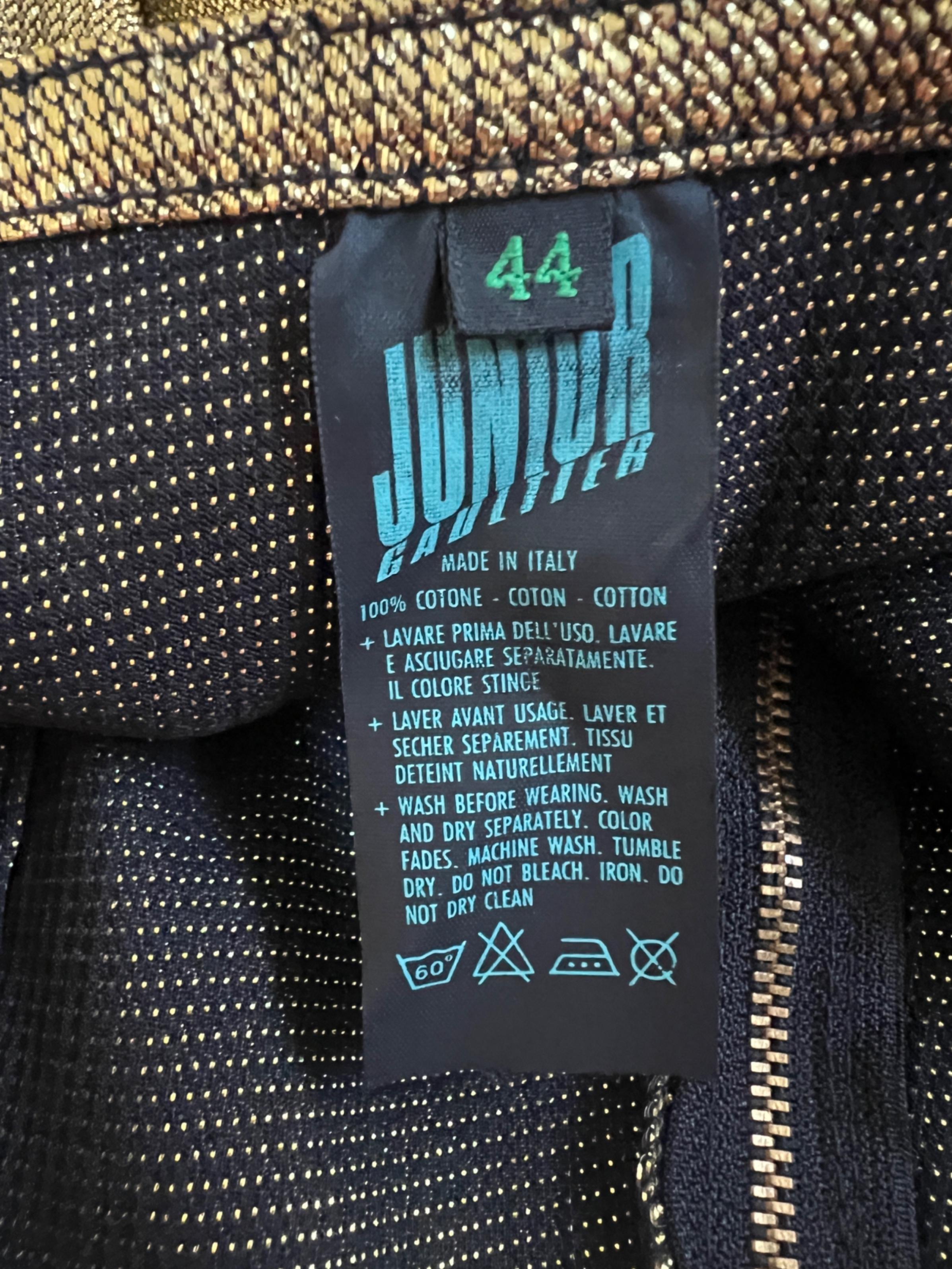 1989 Junior Gaultier Gold Lamé Lace-Up Trouser im Angebot 1
