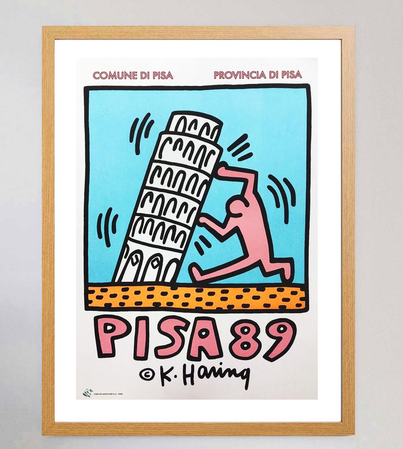 1989 Keith Haring - Pisa 89 Original Vintage Poster In Good Condition In Winchester, GB
