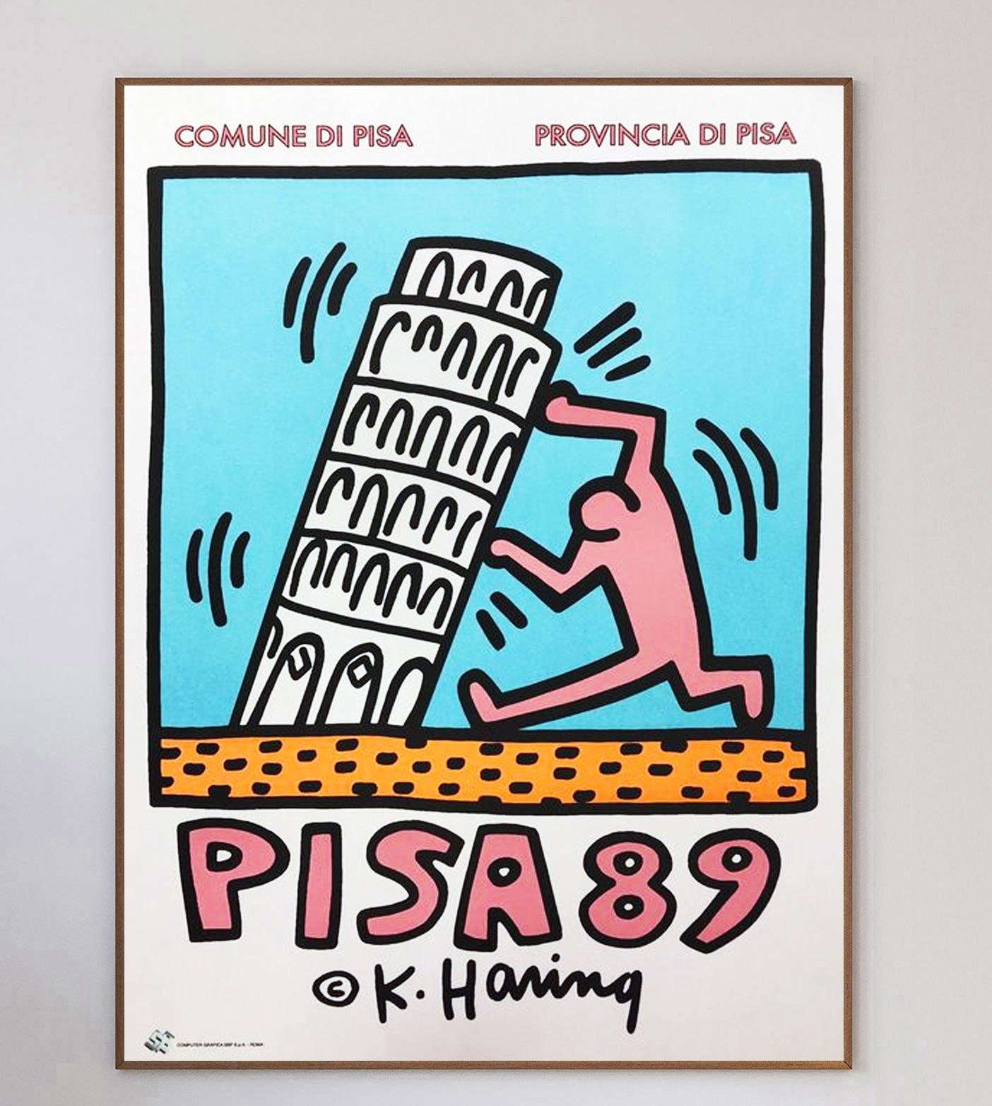 Late 20th Century 1989 Keith Haring - Pisa 89 Original Vintage Poster