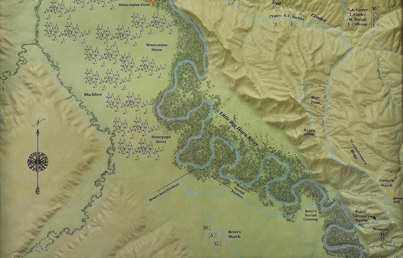 topographic map of battle of little bighorn