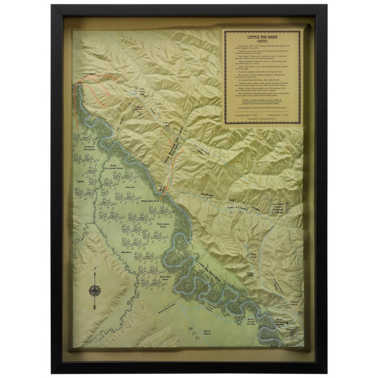 1989 "Little Big Horn, 1876" Raised Relief Map For Sale at ...