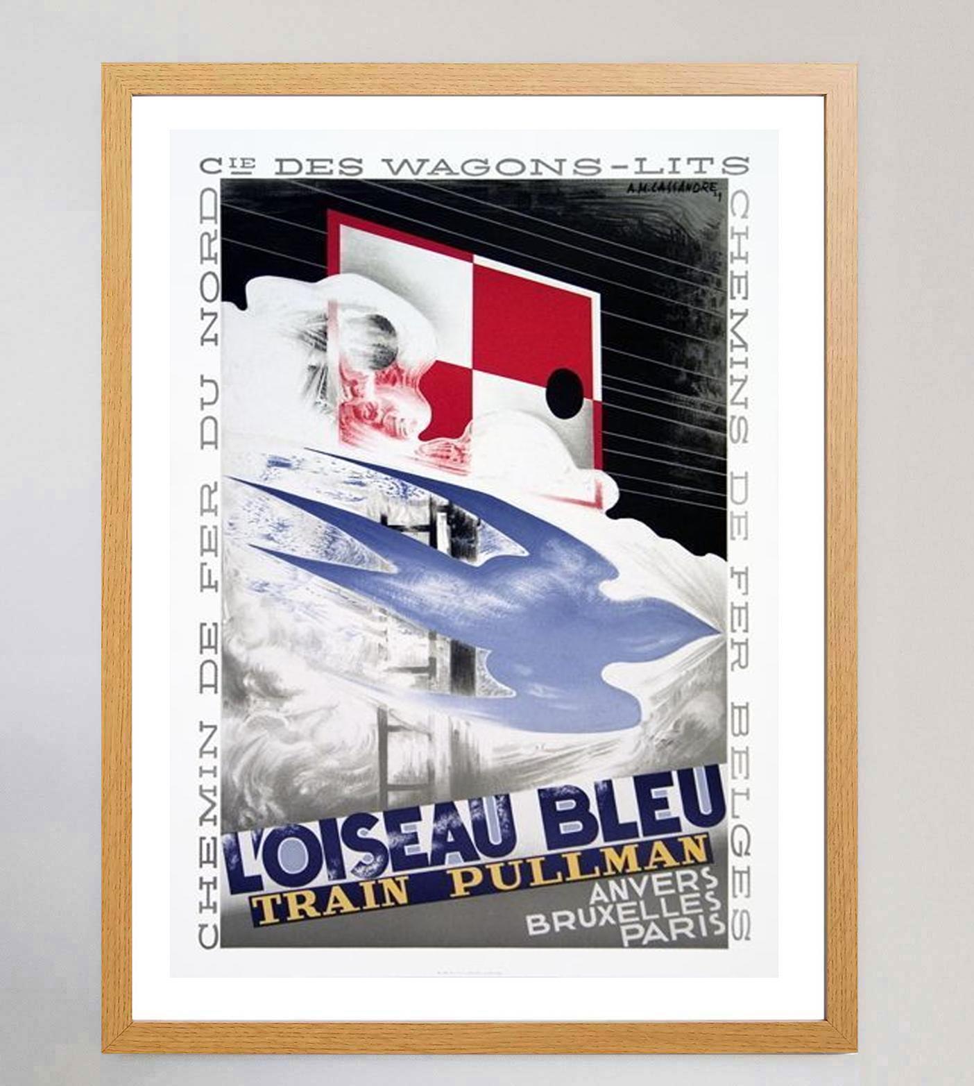 1989 L'Oiseau Bleu Train Pullman, Original Vintage-Poster, L'Oiseau Bleu im Zustand „Gut“ im Angebot in Winchester, GB