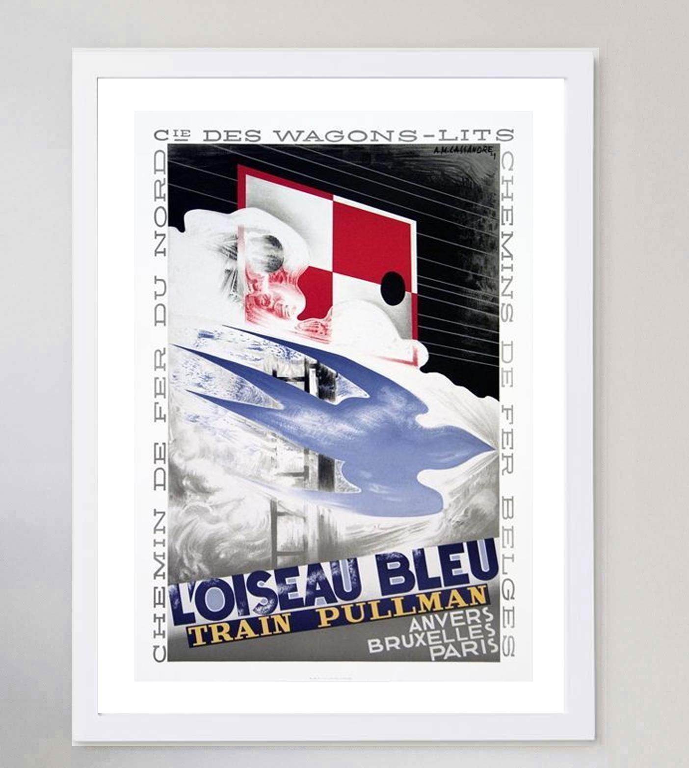 1989 L'Oiseau Bleu Train Pullman, Original Vintage-Poster, L'Oiseau Bleu (Ende des 20. Jahrhunderts) im Angebot