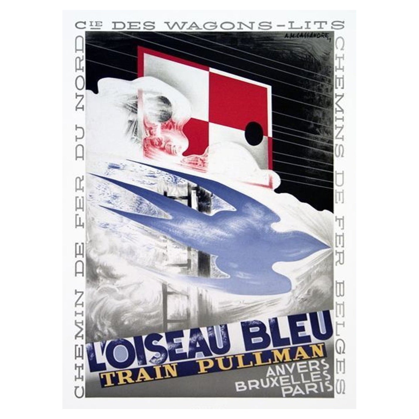 1989 L'Oiseau Bleu Tren Pullman Cartel Vintage Original