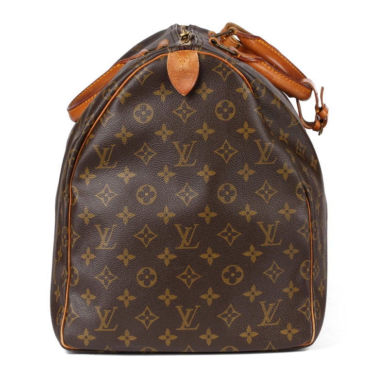 1996 Louis Vuitton Brown Monogram Coated Canvas and Vachetta Vintage Keepall  55 at 1stDibs