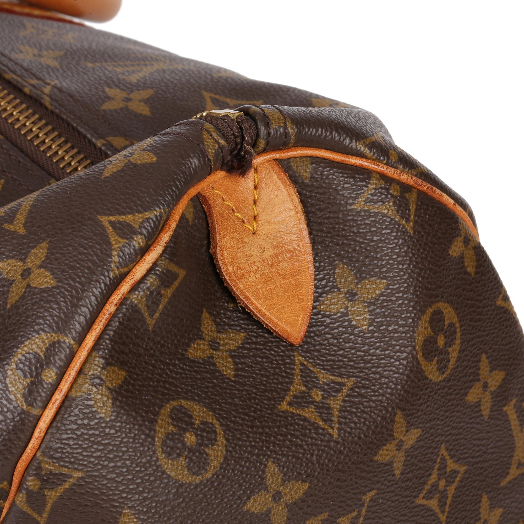 1989 Louis Vuitton Brown Monogram Coated Canvas & Vachetta Vintage Keepall 55 2