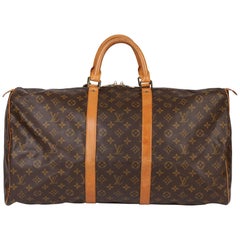 1989 Louis Vuitton Braun Monogramm beschichtetes Segeltuch & Vachetta Vintage Keepall 55