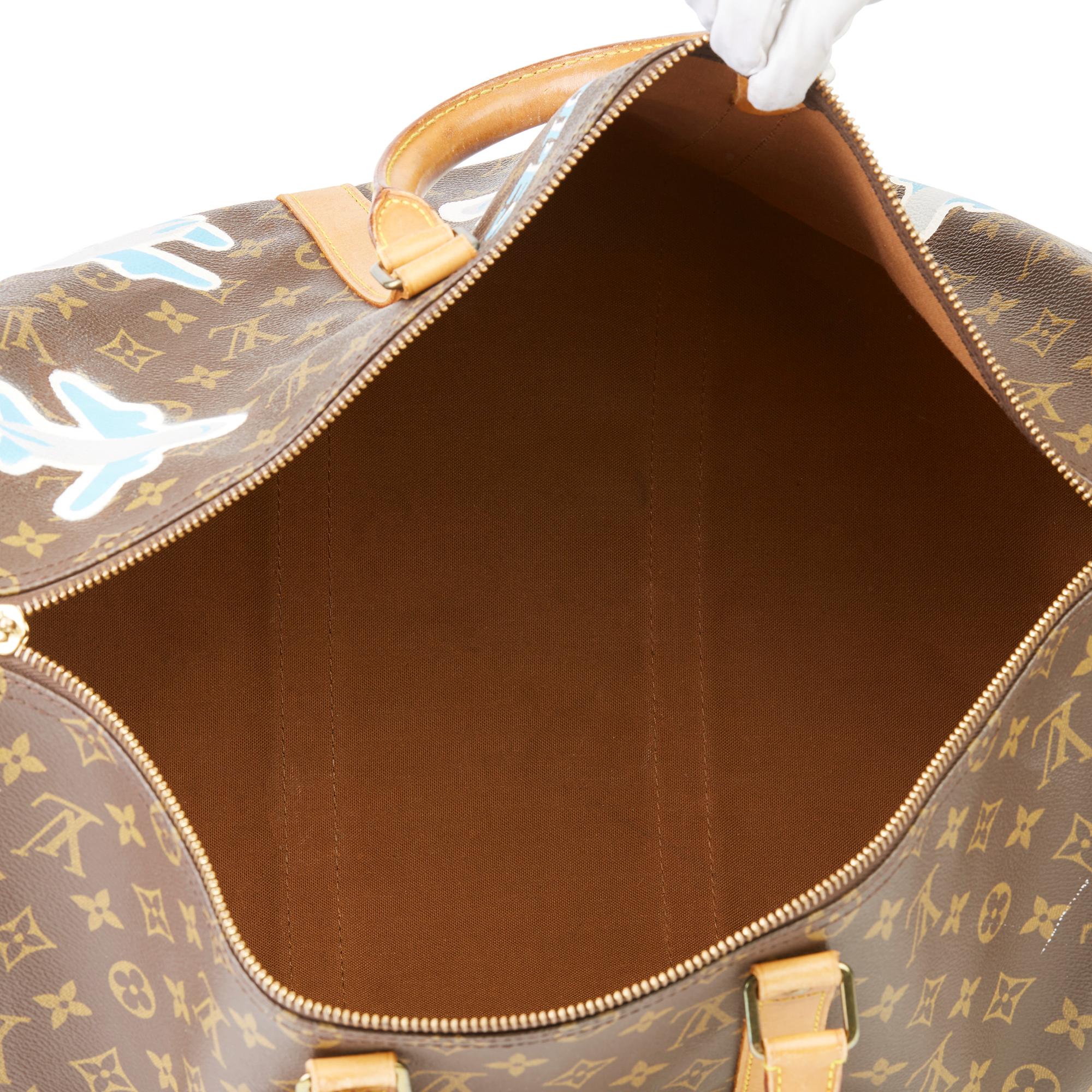 1989 Louis Vuitton Hand-painted  Paper Plane$ Monogram Coated Canvas Keepall 50 2