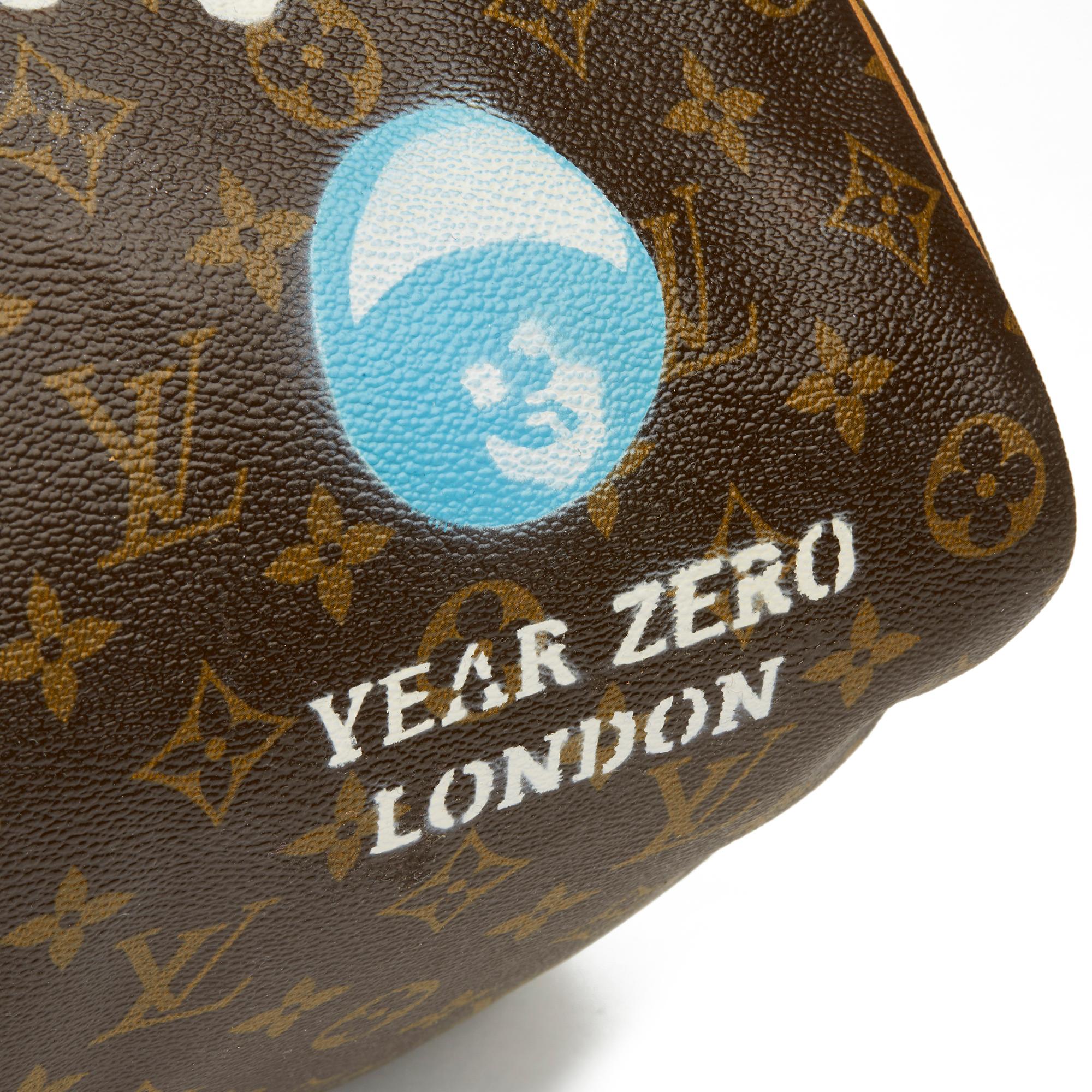 Brown 1989 Louis Vuitton Hand-painted  Paper Plane$ Monogram Coated Canvas Keepall 50