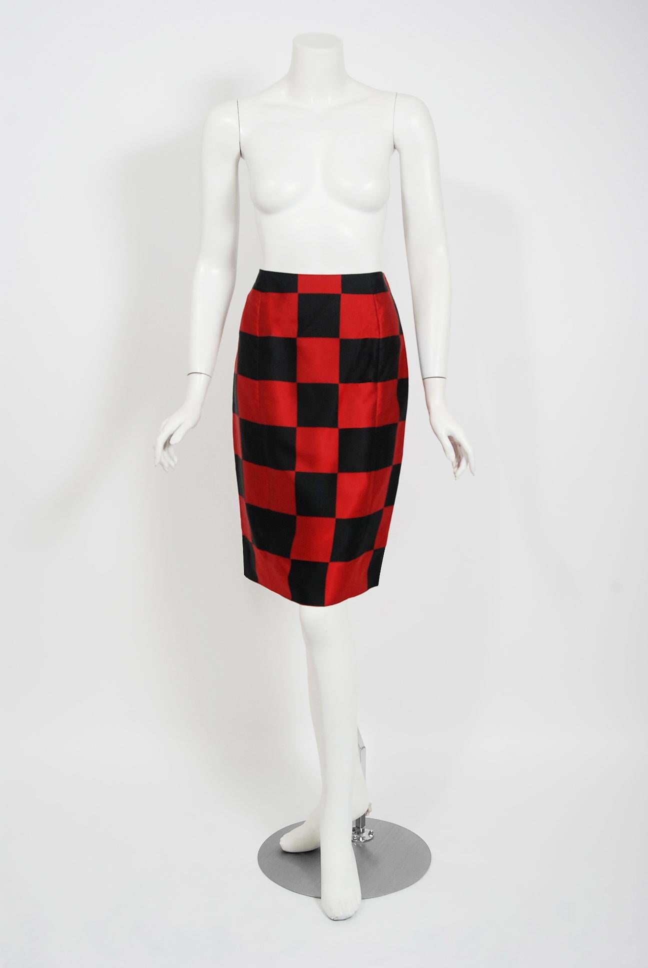 red checkered skirt
