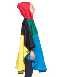 1980S MARY QUANT Multicolor PVC Colorblock Rain Poncho