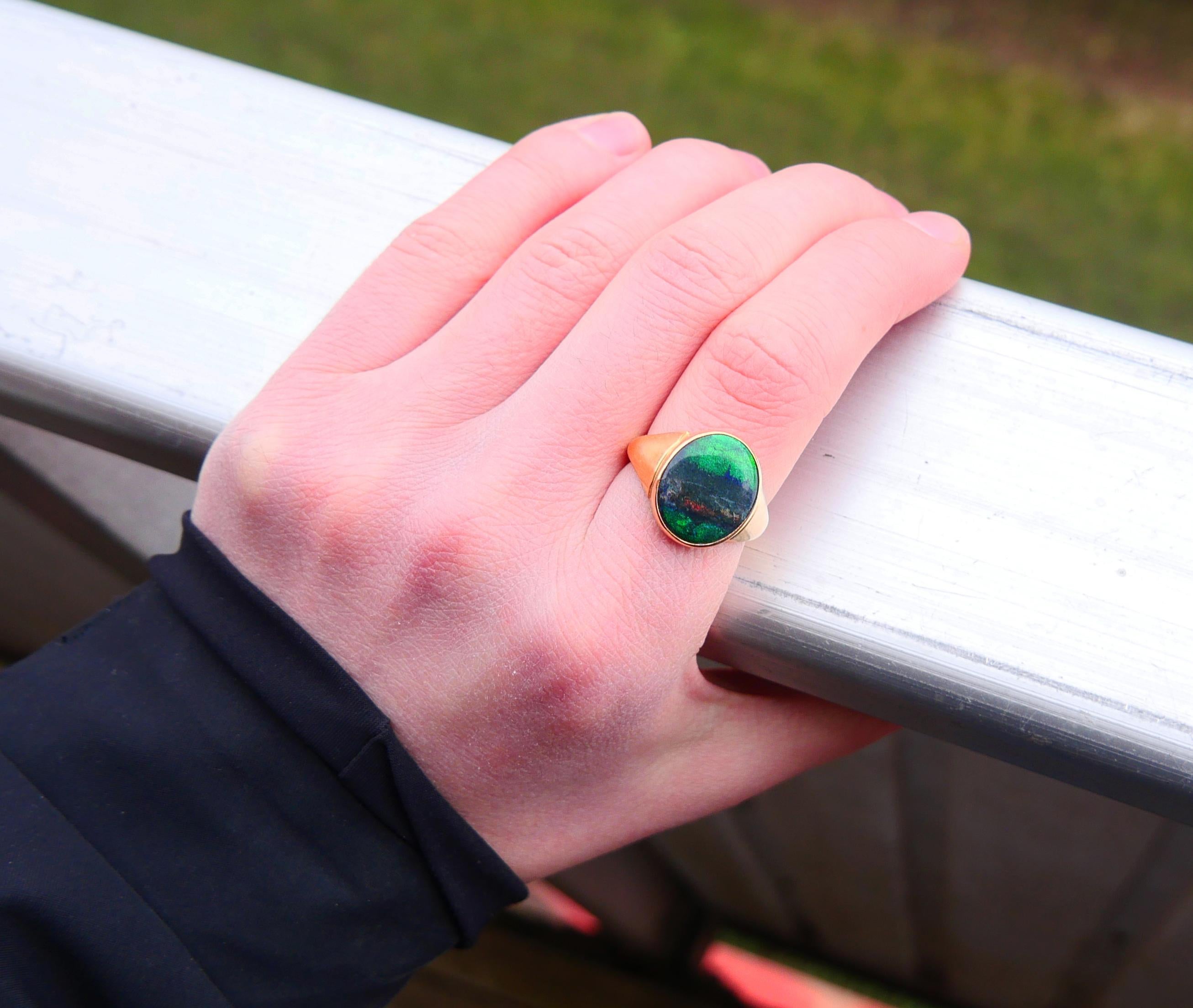 1989 Herren Ring Opal Drilling massiv 18K Gold Ø 9.75US / 6.6 gr im Angebot 5