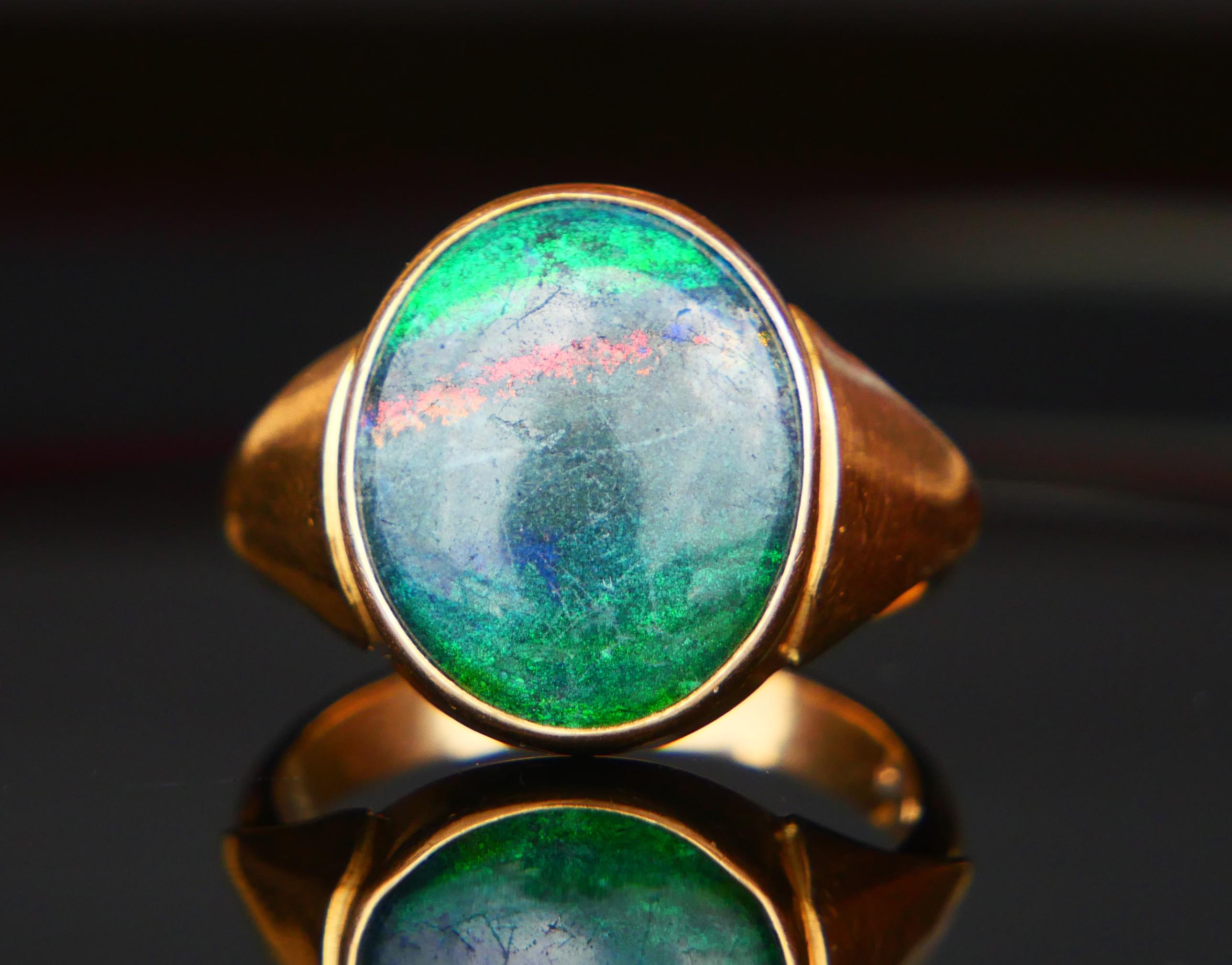1989 Men Ring Opal triplet solid 18K Gold Ø 9.75US / 6.6 gr For Sale 6