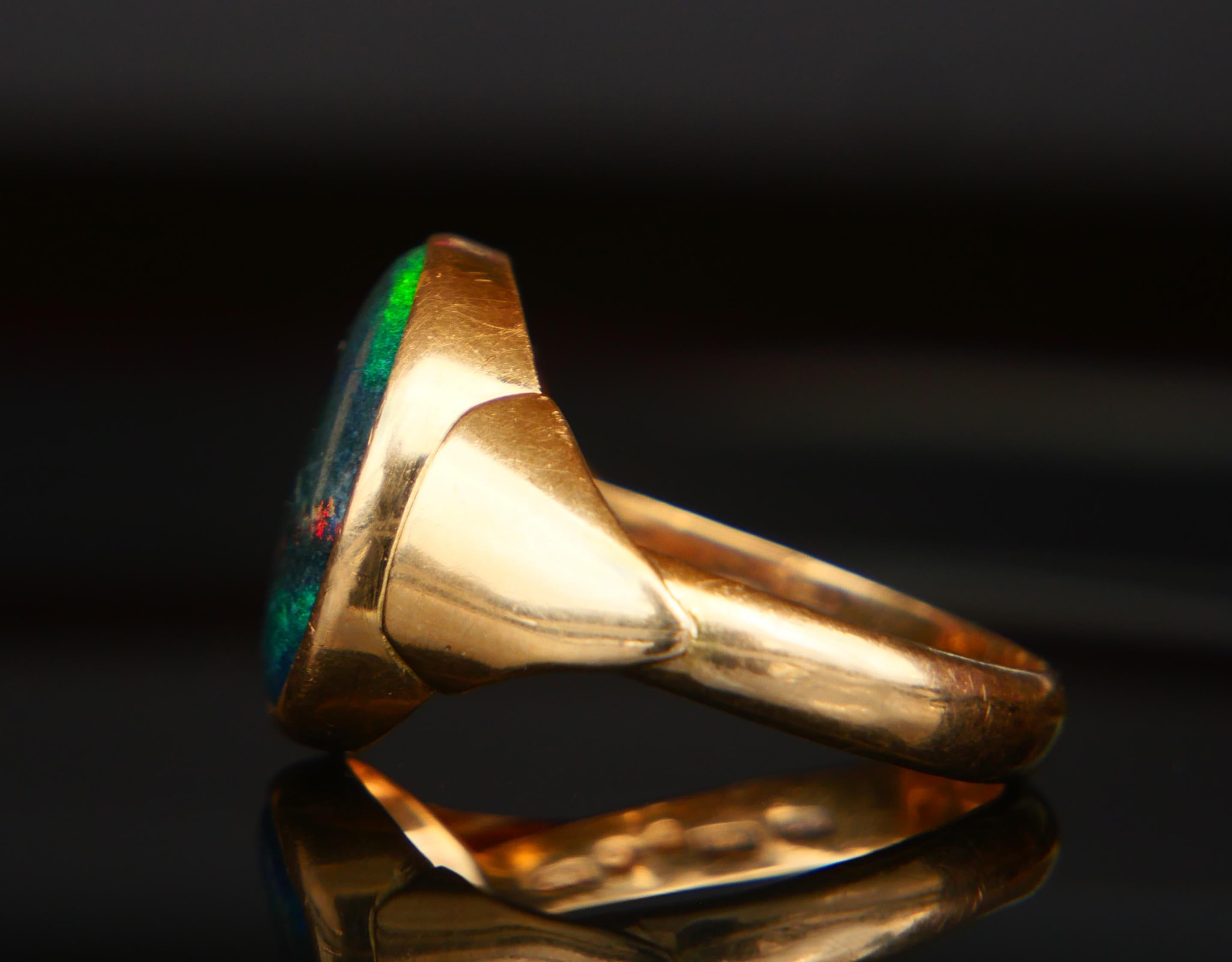 1989 Men Ring Opal triplet solid 18K Gold Ø 9.75US / 6.6 gr For Sale 9