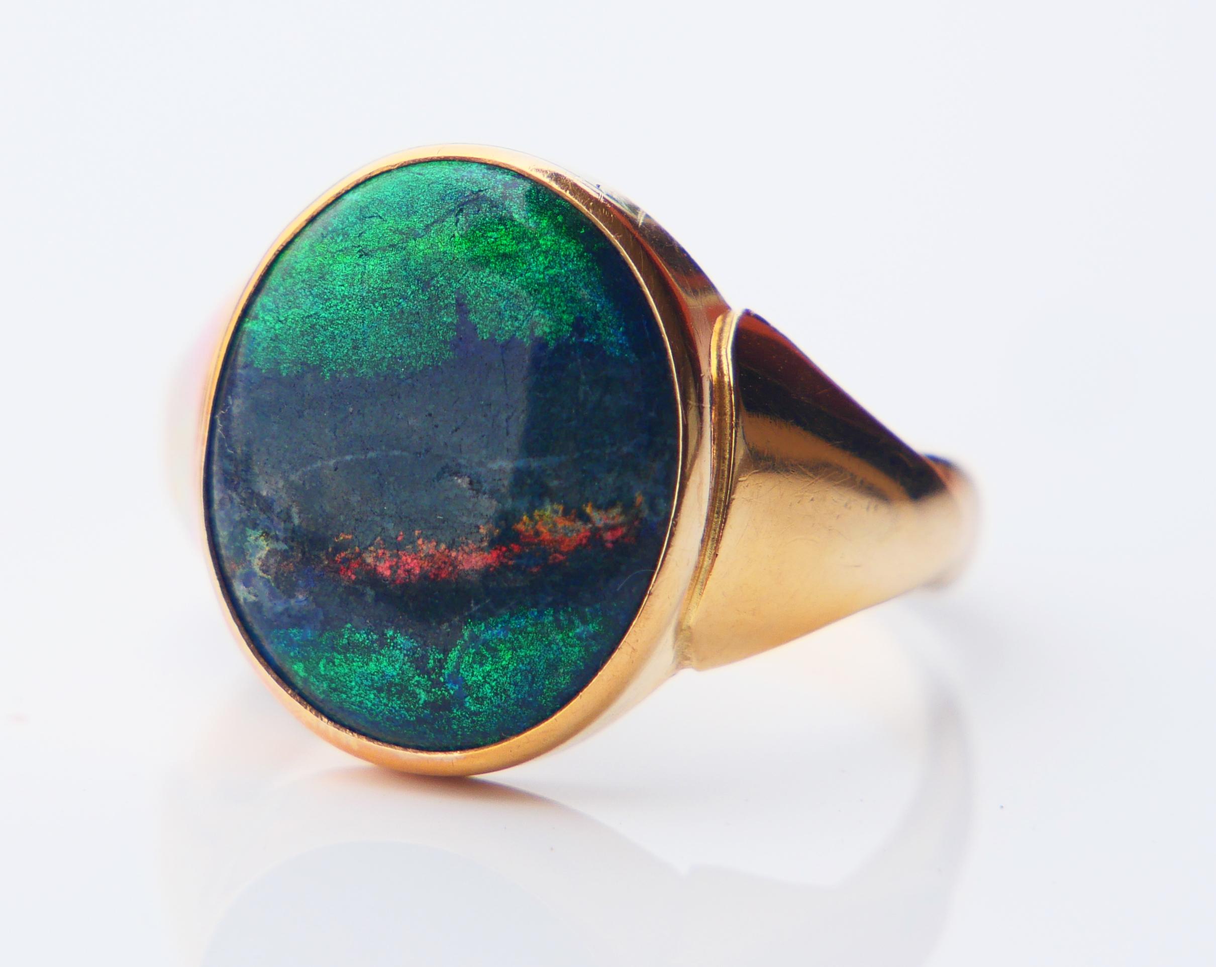 Retro 1989 Men Ring Opal triplet solid 18K Gold Ø 9.75US / 6.6 gr For Sale