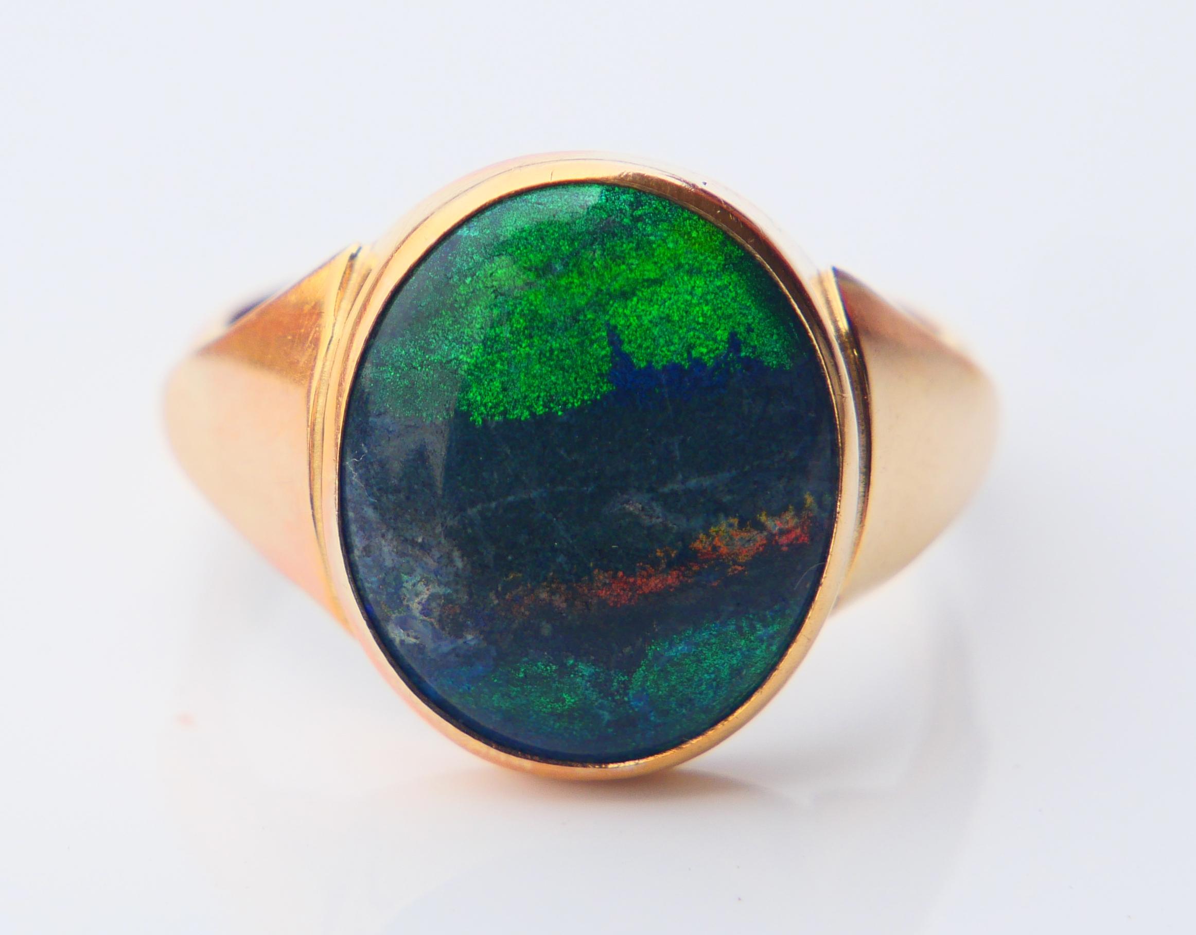 1989 Men Ring Opal triplet solid 18K Gold Ø 9.75US / 6.6 gr For Sale 1