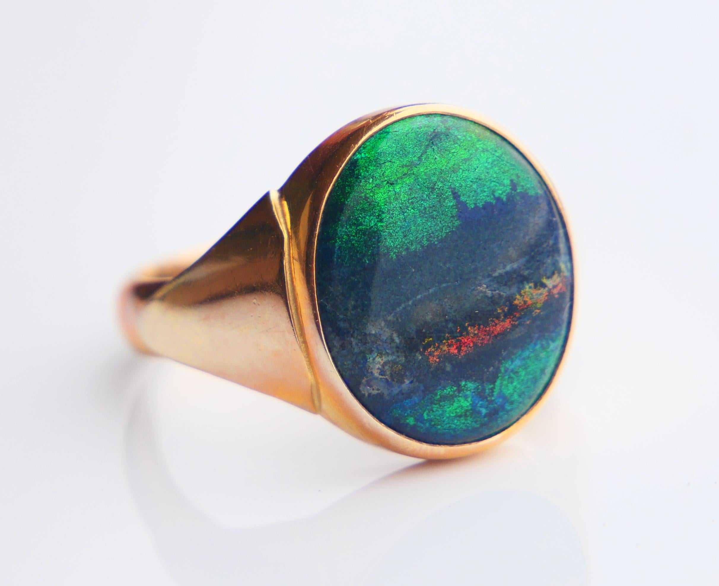 1989 Men Ring Opal triplet solid 18K Gold Ø 9.75US / 6.6 gr For Sale 2