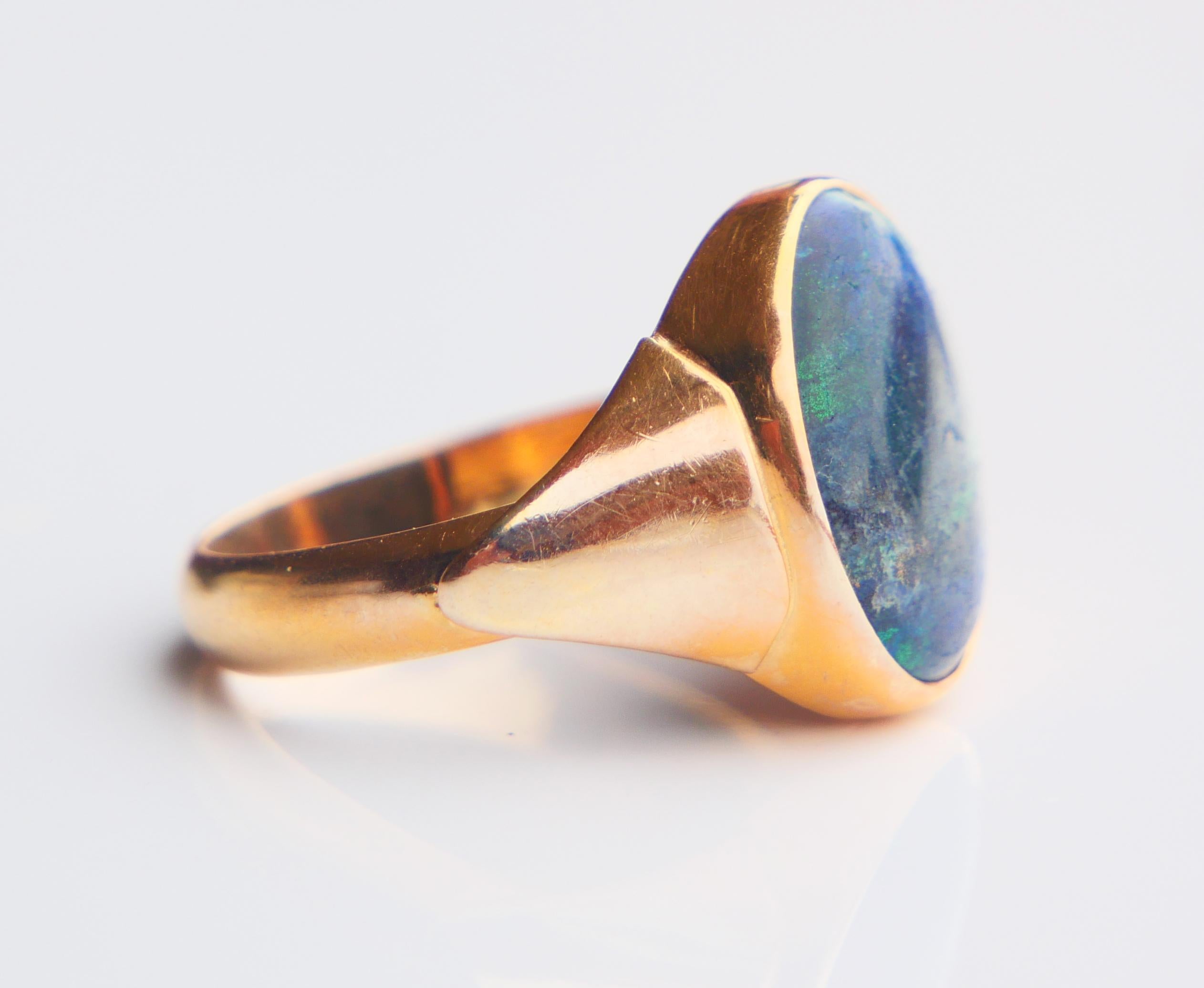 1989 Men Ring Opal triplet solid 18K Gold Ø 9.75US / 6.6 gr For Sale 3