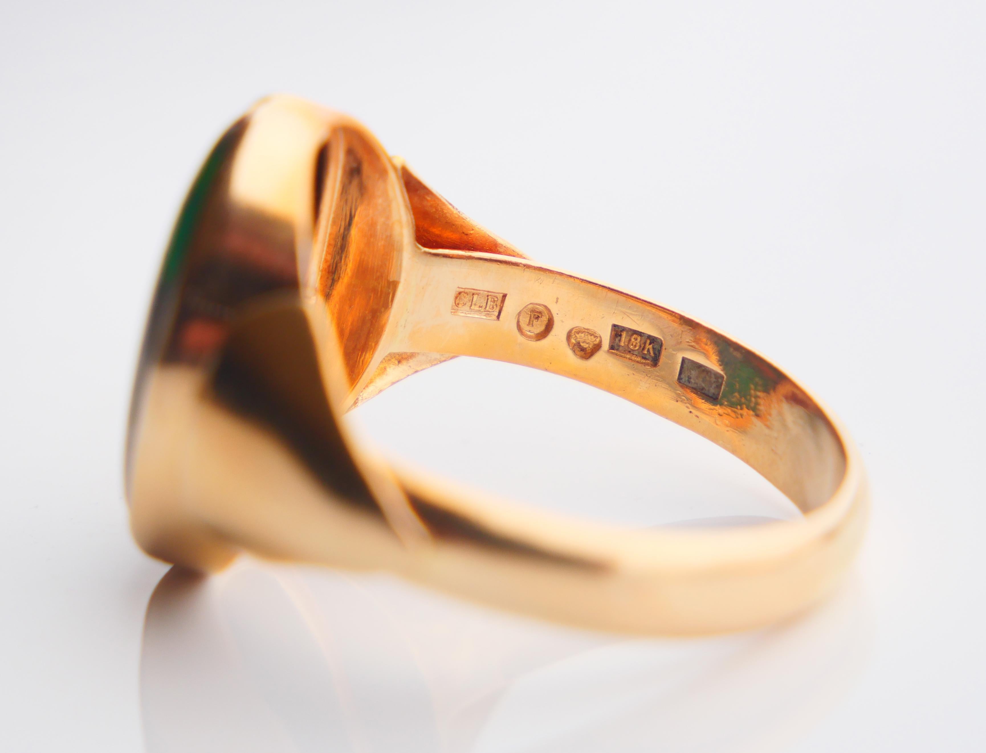1989 Men Ring Opal triplet solid 18K Gold Ø 9.75US / 6.6 gr For Sale 4