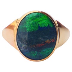 1989 Herren Ring Opal Drilling massiv 18K Gold Ø 9.75US / 6.6 gr